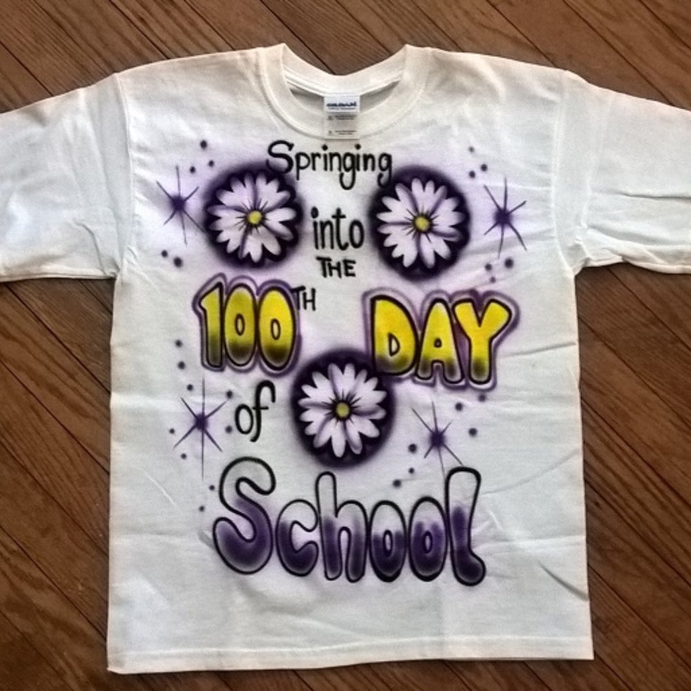 new airbrush 100th day of school  daisy tshirt